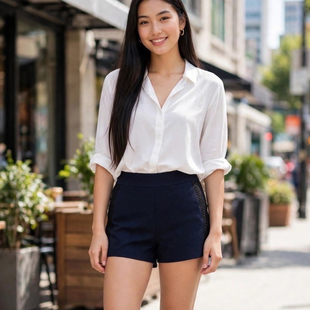 J. Crew Navy Blue Tailored Dress Shorts Side Stripe Women's Size 6